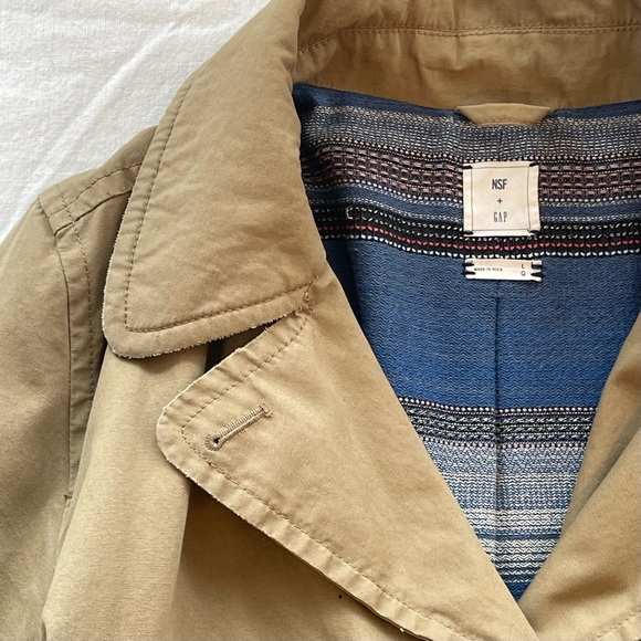 Men’s Large NSF + GAP Khaki Tan Pea Coat Jacket - Picture 6 of 8